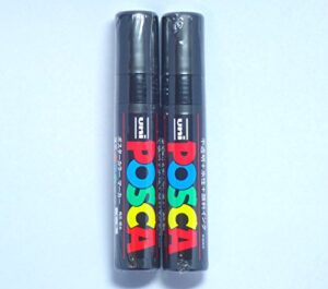 uni posca paint marker pc-17k black, 2 pens per pack(japan import) [komainu-dou original package]