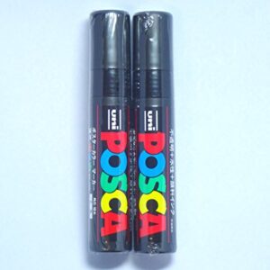 Uni Posca Paint Marker PC-17K Black, 2 pens per Pack(Japan Import) [Komainu-Dou Original Package]