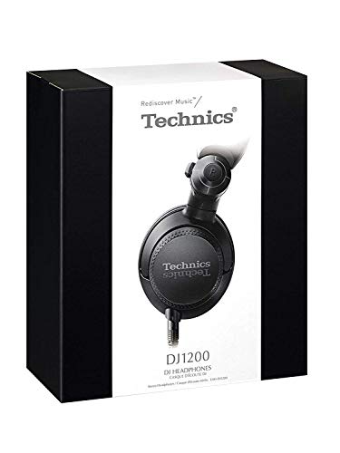 Technics Professional DJ Headphones with 40mm CCAW Voice Coil Drivers, 270° Swivel Housing and Locking Detachable Cord; Lightweight, Foldable High Input - EAH-DJ1200 (Black)