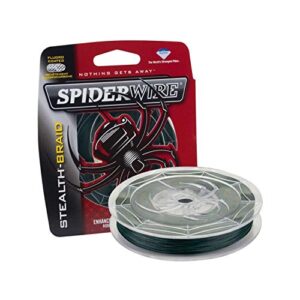 spiderwire stealth® superline, moss green, 20lb | 9kg, 125yd | 114m braided fishing line, suitable for freshwater and saltwater environments