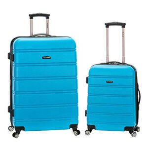 rockland melbourne hardside expandable spinner wheel luggage, turquoise, 2-piece set (20/28)