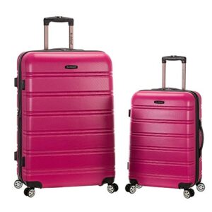 rockland melbourne hardside expandable spinner wheel luggage, magenta, 2-piece set (20/28)