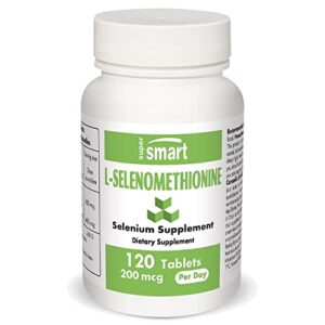 supersmart - l-selenomethionine 200 mcg per day (selenium supplement) - potent antioxidant - cells & dna protect - immune support | non-gmo & gluten free - 120 tablets