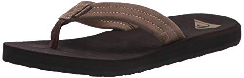 Quiksilver Men's Carver Suede 3 Point Flip Flop Athletic Sandal, Demitasse Solid, 8 M US