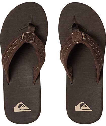 Quiksilver Men's Carver Suede 3 Point Flip Flop Athletic Sandal, Demitasse Solid, 8 M US