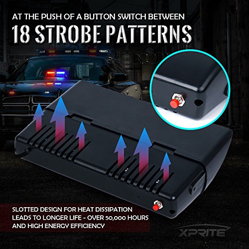 Xprite LED High Intensity Windshield Dash Emergency Strobe Lights w/Suction Cups for Police Law Enforcement Vehicles Truck Interior Roof Hazard Warning Flash Light Green (Others Color Available)