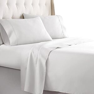 hc collection california king sheet set - deep pocket bed sheets - extra soft - 4 pc set, easy care, machine washable - cooling white sheets