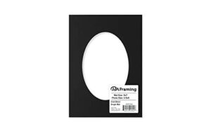 pa framing, photo mat board, 5 x 7 inches frame for 3.5 x 5 inches photo art size, oval - cream core/black