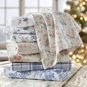 Laura Ashley Home - Twin Sheets, Cotton Flannel Bedding Set, Brushed for Extra Softness & Comfort (Audrey, Twin)