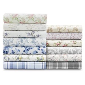 Laura Ashley Home - Twin Sheets, Cotton Flannel Bedding Set, Brushed for Extra Softness & Comfort (Audrey, Twin)