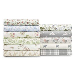 Laura Ashley Home - Twin Sheets, Cotton Flannel Bedding Set, Brushed for Extra Softness & Comfort (Audrey, Twin)