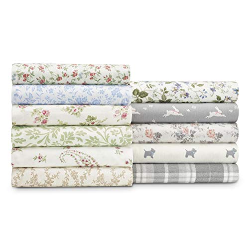 Laura Ashley Home - Twin Sheets, Cotton Flannel Bedding Set, Brushed for Extra Softness & Comfort (Audrey, Twin)