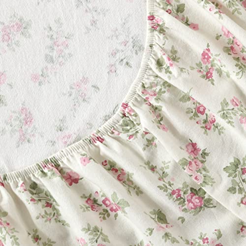 Laura Ashley Home - Twin Sheets, Cotton Flannel Bedding Set, Brushed for Extra Softness & Comfort (Audrey, Twin)