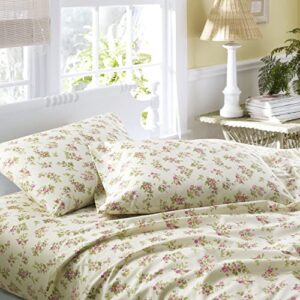 Laura Ashley Home - Twin Sheets, Cotton Flannel Bedding Set, Brushed for Extra Softness & Comfort (Audrey, Twin)