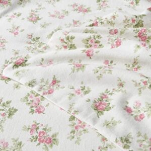 Laura Ashley Home - Twin Sheets, Cotton Flannel Bedding Set, Brushed for Extra Softness & Comfort (Audrey, Twin)