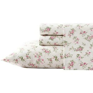 Laura Ashley Home - Twin Sheets, Cotton Flannel Bedding Set, Brushed for Extra Softness & Comfort (Audrey, Twin)