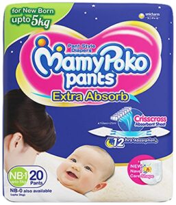 mamypoko pants extra absorb diapers, new born (pack of 18)