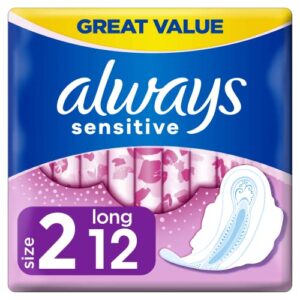 always sensitive pads with wings ultra long 12 pads, size 2 (12 count)