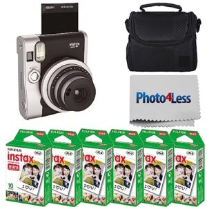 fujifilm instax mini 90 neo classic instant film camera with fujifilm instax mini instant film, 10 sheets x 5 packs + case deluxe bundle