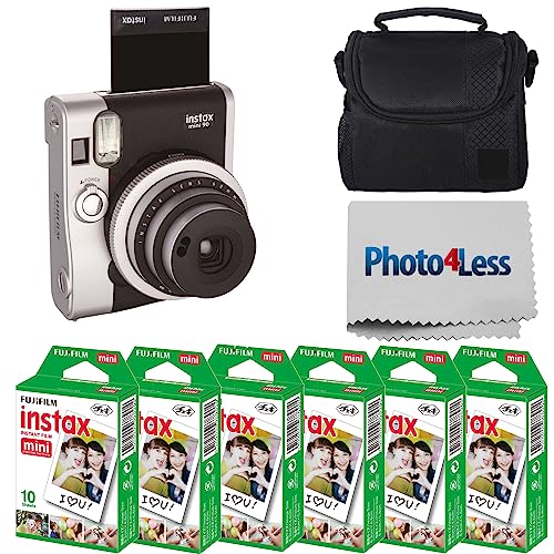 Fujifilm Instax Mini 90 Neo Classic Instant Film Camera with Fujifilm Instax Mini Instant Film, 10 Sheets x 5 Packs + Case Deluxe Bundle