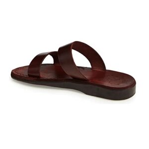 jerusalem sandals aviv - leather double strap sandal - brown