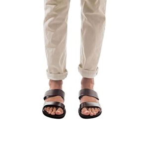 Jerusalem Sandals Aviv - Leather Double Strap Sandal - Brown