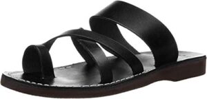the good shepherd - leather toe loop sandal - black
