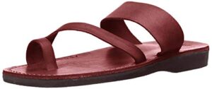 zohar - leather toe ring sandal - brown