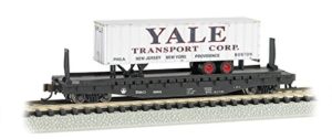 bachmann 52'6" flat car with 35' ribbed piggyback trailer - atlantic coast line with yale trailer - n scale