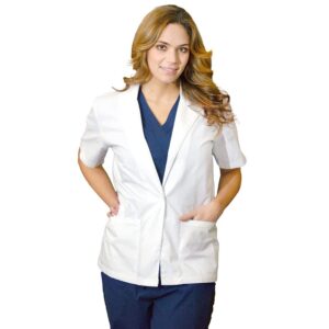 Medgear Women's Short Sleeves Lab Coat, White