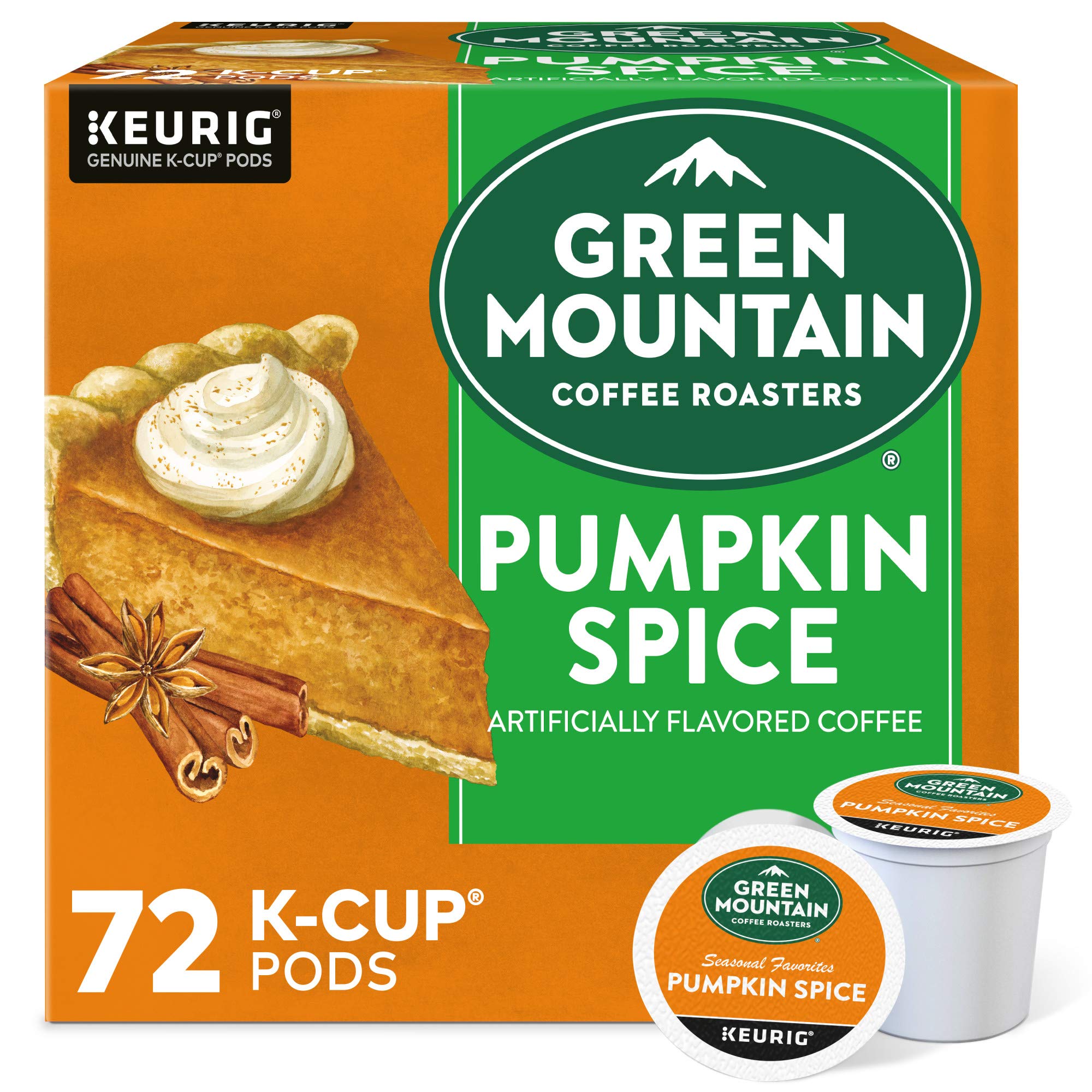 Green Mountain Coffee Roasters Pumpkin Spice, Single-Serve Keurig K-Cup Pods, Flavored Light Roast Coffee, 72 Count, 12 Count (Pack of 6)