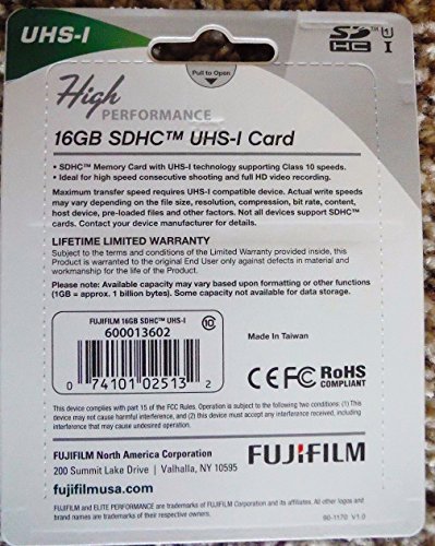 Fujifilm High Performance - Flash Memory Card - 16 GB - SDHC UHS-I, Black (600013602)