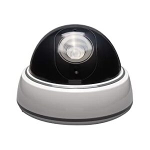 SABRE Fake Dome Security Camera, Flashing Red Light For Nighttime Visibility, Realistic Design Deters Intruders, Battery Operated, No Wiring Required, Fake Dummy Camera, White