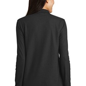 Port Authority Ladies Silk Touch Long Sleeve Polo M Black