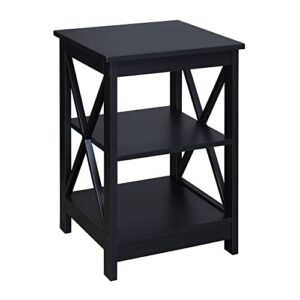 convenience concepts oxford end table with shelves, black