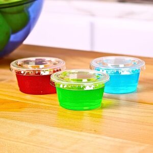 Green Direct 2 oz Disposable Jello Shot Cups with Lids | Pack of 100 | Leakproof Condiment Containers for Souffle, Dressings, and More!