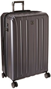 delsey paris titanium hardside expandable luggage with spinner wheels, graphite, checked-large 29 inch