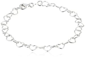 amazon collection sterling silver 5.3mm rolo heart link bracelet, 8'