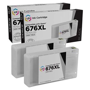 ld products remanufactured ink cartridge replacements for epson 676xl 676 t676xl120 high yield (black, 2-pack) for workforce wp-4020 wp-4530 wp-4540 wp-4010 wp-4023 wp-4090 wp-4520 wp-4533 wp-4590