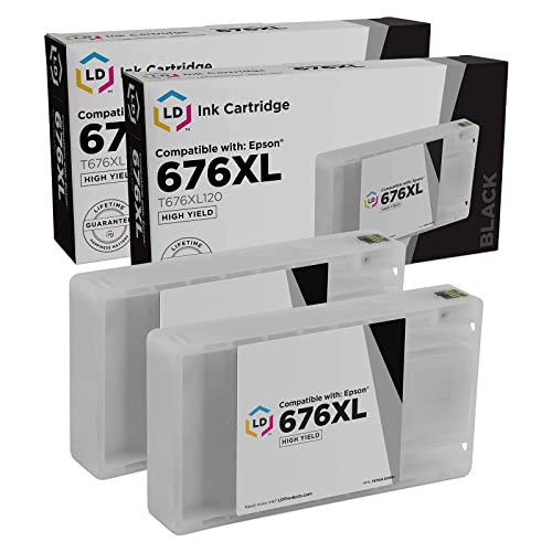 LD Products Remanufactured Ink Cartridge Replacements for Epson 676XL 676 T676XL120 High Yield (Black, 2-Pack) for Workforce WP-4020 WP-4530 WP-4540 WP-4010 WP-4023 WP-4090 WP-4520 WP-4533 WP-4590