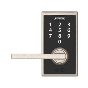 Schlage FE695 CEN 619 LAT Touch Century Lock with Latitude Lever, Electronic Keyless Entry Lock, Satin Nickel