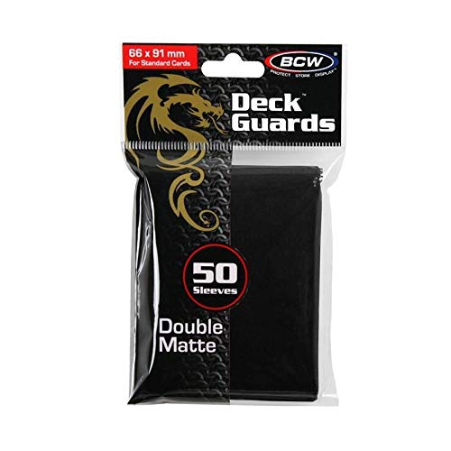 COMBO- BCW Black Deluxe Leatherette Deck Case plus 2 50ct Pks (100) of BLACK Double Matte Deck Guard Sleeves for Collectable Gaming Cards like Magic The Gathering MTG, Pokemon, YU-GI-OH!, & More. Embossed Dragon Graphic, BOX.