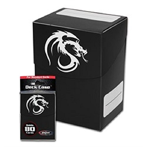 BCW BLACK Standard Deck Case for Collectable Gaming Cards like Magic The Gathering MTG, Pokemon, YU-GI-OH!, & More. Dragon Graphic on BOX.