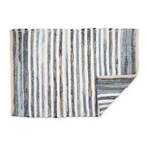 dii chindi home collection handwoven multicolor area rag run, 2x3', denim