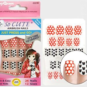 Beautia 3PACK 72Tips So Cute Junior Fake Nails, Sticker Nail for Kids (Pattern 2)