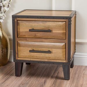 Christopher Knight Home Lina Acacia Wood Two Drawer Night Stand, Natural Stained