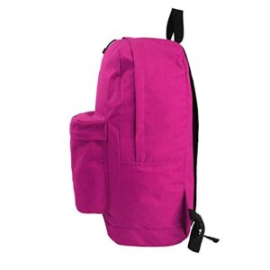 K-Cliffs Classic Bookbag Basic Backpack Simple School Book Bag Casual Student Daily Daypack 18 Inch with Curved Shoulder Straps Hot Pink