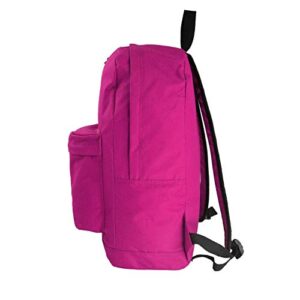 K-Cliffs Classic Bookbag Basic Backpack Simple School Book Bag Casual Student Daily Daypack 18 Inch with Curved Shoulder Straps Hot Pink