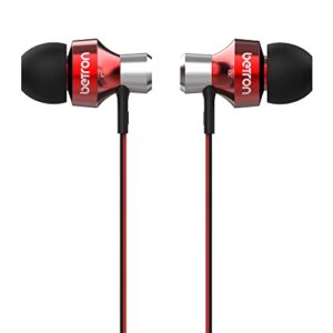 Betron DC950 in Ear Headphones Wired Earphones Noise Isolating Earbuds with Microphone Volume Control Tangle Free Cable HD Bass Lightweight Case Ear Bud Tips 3.5mm Jack Plug (Red)