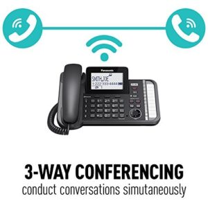 Panasonic 2-Line Corded/Cordless Phone System with 1 Handset - Answering Machine, Link2Cell, 3-Way Conference, Call Block, Long Range DECT 6.0, Bluetooth - KX-TG9581B (Black)